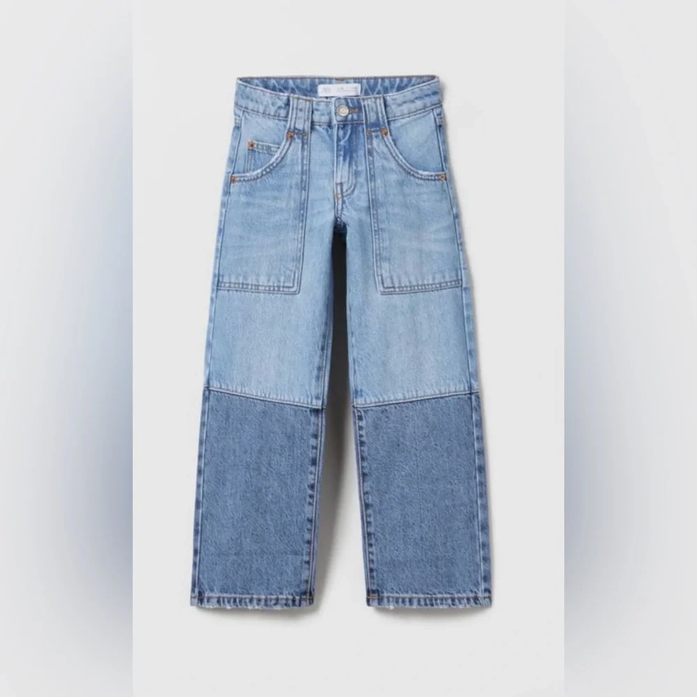Zara Girls Colorblock Jeans Pants In Blue Size 11/12